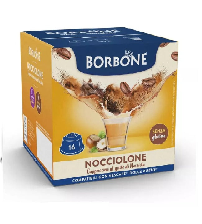 Borbone NOCCIOLONE Cappuccino Hazelnut Flavor Capsules Compatible with Dolce Gusto*