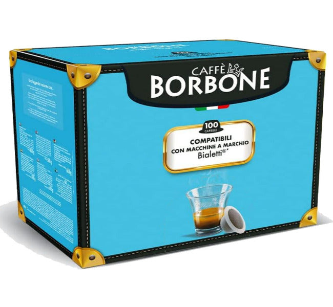 Bialetti Capsules Light Blend Caffè Borbone -50% Caffeine Dek 50% Creamy Blue