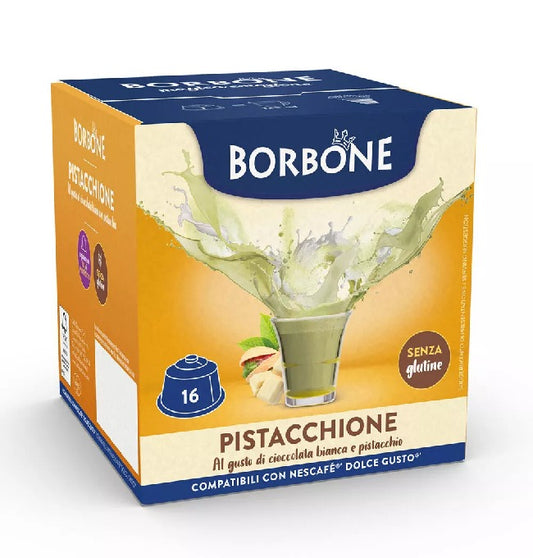 Pistacchione Caffè Borbone Bevanda al Cioccolato Bianco e Pistacchio compatibili Dolce Gusto