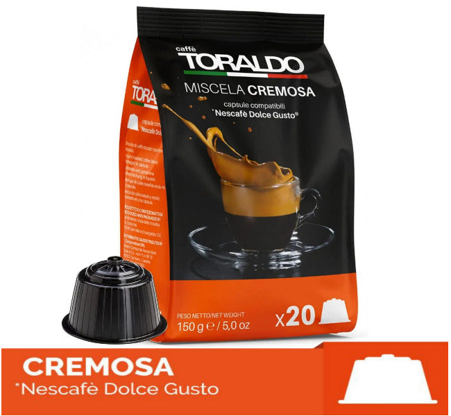 Capsule Caffè TORALDO Miscela Cremosa Compatibili Macchine Dolce Gusto 7,5 gr.