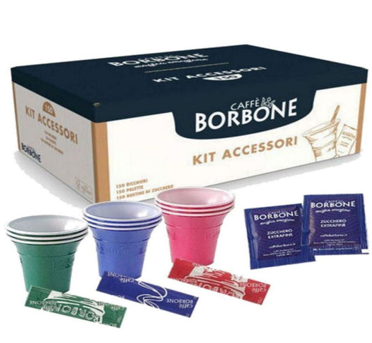 Disposable Accessories Set Caffè Borbone Kit Cups Sugar Stirrers for Drinks Coffee Herbal Teas