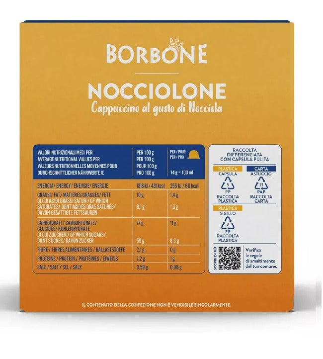 Borbone NOCCIOLONE Cappuccino Hazelnut Flavor Capsules Compatible with Dolce Gusto*