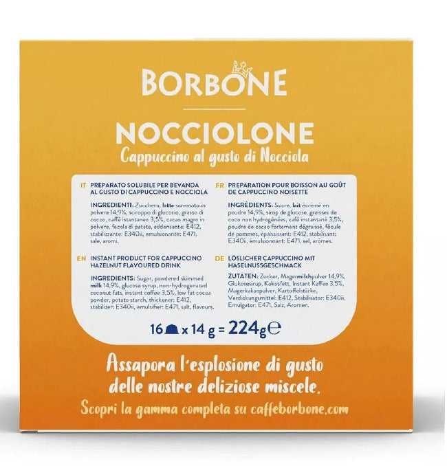 Borbone NOCCIOLONE Cappuccino Hazelnut Flavor Capsules Compatible with Dolce Gusto*