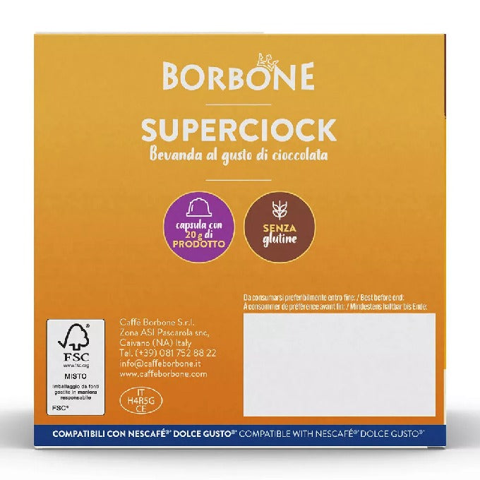 Borbone SUPERCIOK Capsules For Chocolate Flavored Soluble Drink Compatible With Dolce Gusto