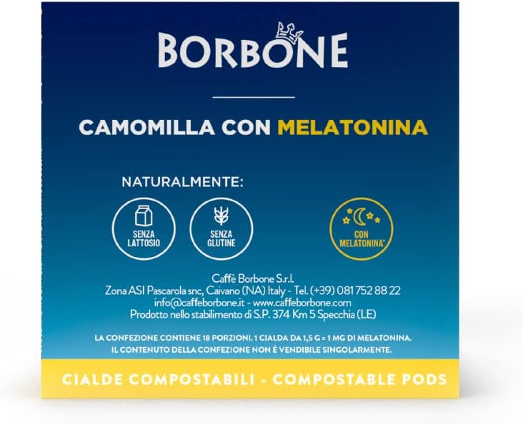 Cialde Borbone Bevanda alla Camomilla con Melatonina Filtro Carta 44 MM ESE Infuso