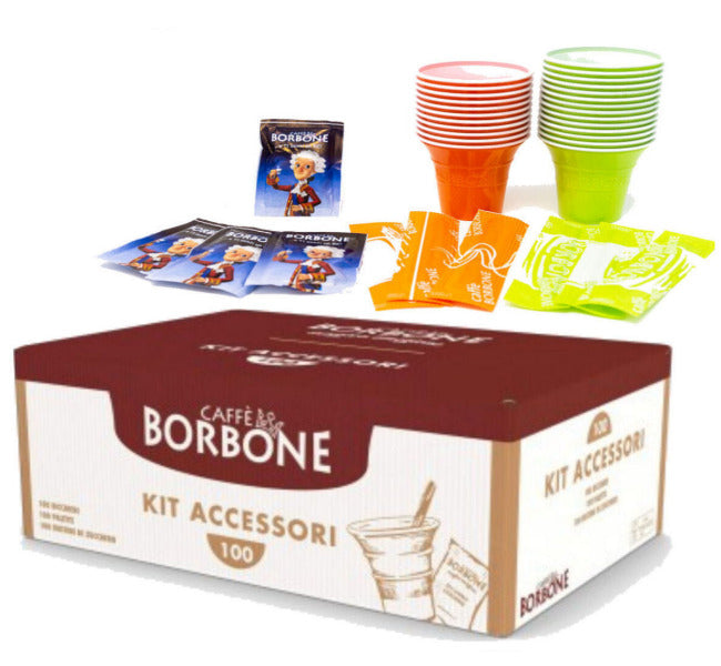 Disposable Accessories Set Caffè Borbone Kit Cups Sugar Stirrers for Drinks Coffee Herbal Teas