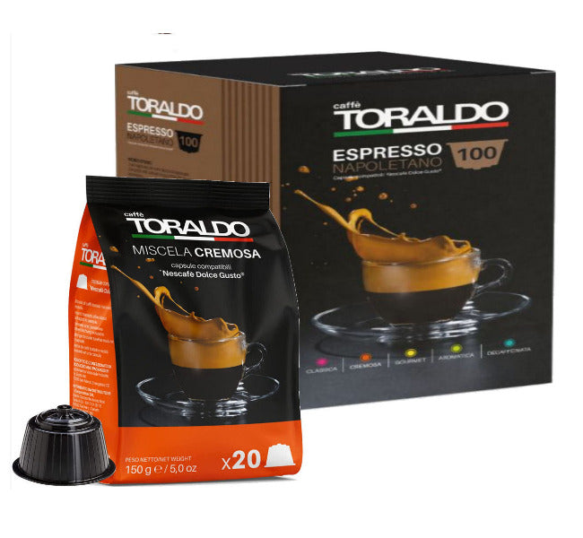 Capsule Caffè TORALDO Miscela Cremosa Compatibili Macchine Dolce Gusto 7,5 gr.