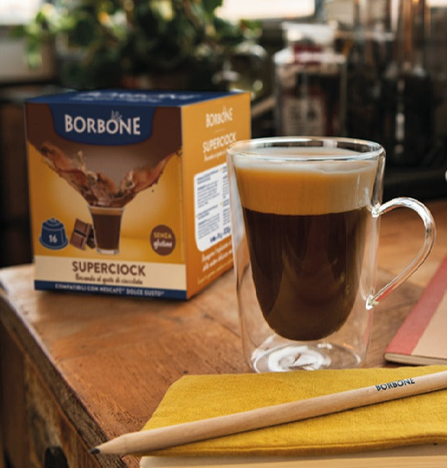 Borbone SUPERCIOK Capsules For Chocolate Flavored Soluble Drink Compatible With Dolce Gusto