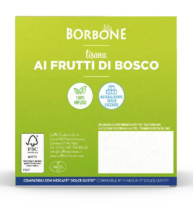 Caffè Borbone Tisana ai Frutti di Bosco Bevanda Solubile compatibile Dolce Gusto