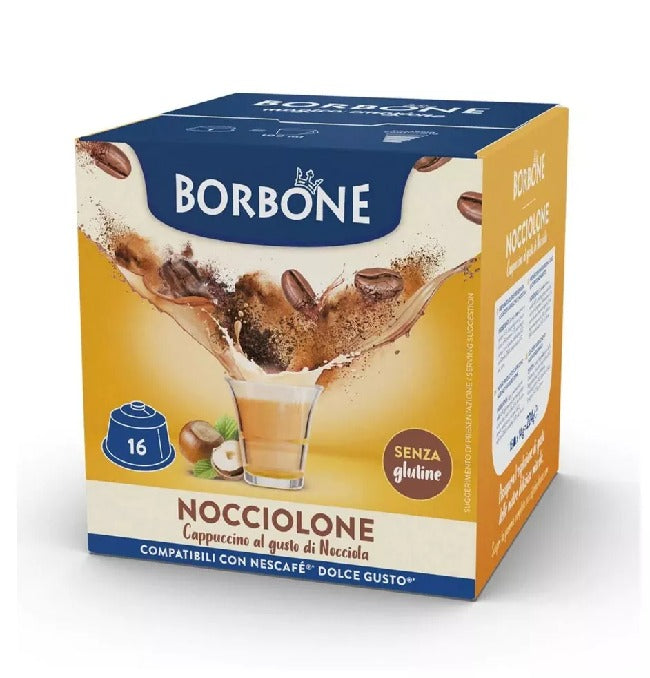 Borbone NOCCIOLONE Cappuccino Hazelnut Flavor Capsules Compatible with Dolce Gusto*