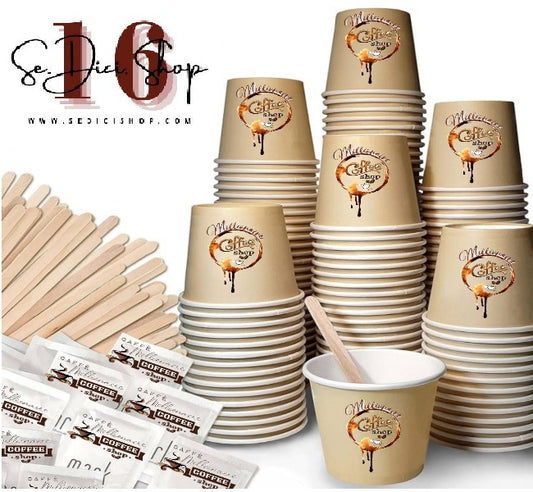 Eco-Friendly Coffee Accessory Kit - 150 Cups - 150 Sugar - 150 Stirrers