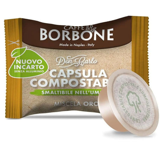 Capsule Caffè Borbone Don Carlo Miscela Oro Compostabili in Alluminio Compatibili A Modo Mio