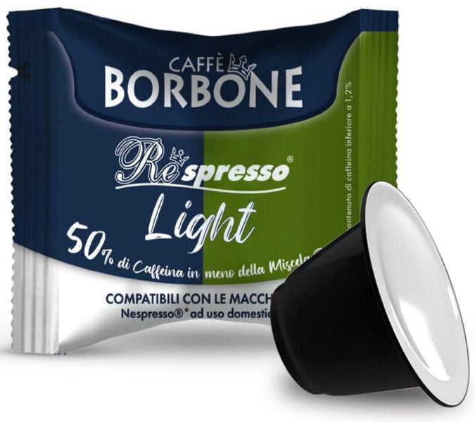 Capsule Nespresso Miscela Light Caffè Borbone 50% Dek 50% Blu Meno Caffeina