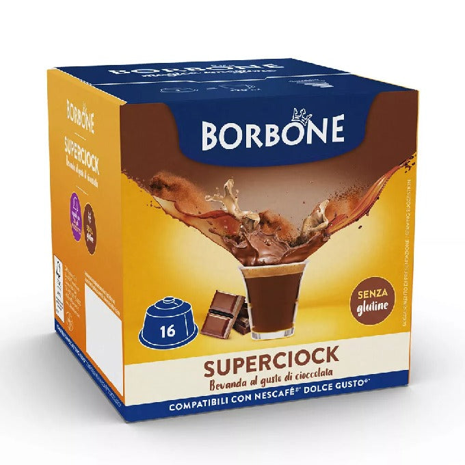 Borbone SUPERCIOK Capsules For Chocolate Flavored Soluble Drink Compatible With Dolce Gusto