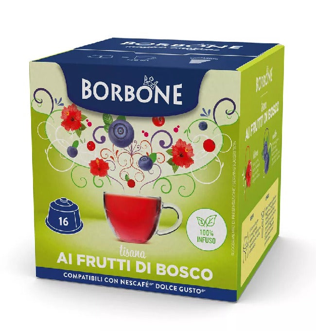 Caffè Borbone Tisana ai Frutti di Bosco Bevanda Solubile compatibile Dolce Gusto