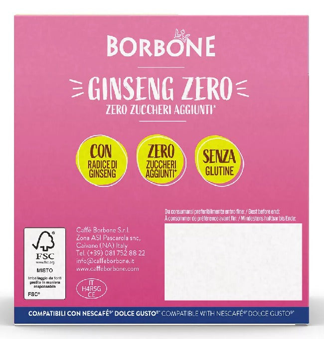 Ginseng Zero Capsules Caffè Borbone Soluble Drinks Compatible Dolce Gusto