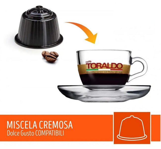 Capsule Caffè TORALDO Miscela Cremosa Compatibili Macchine Dolce Gusto 7,5 gr.