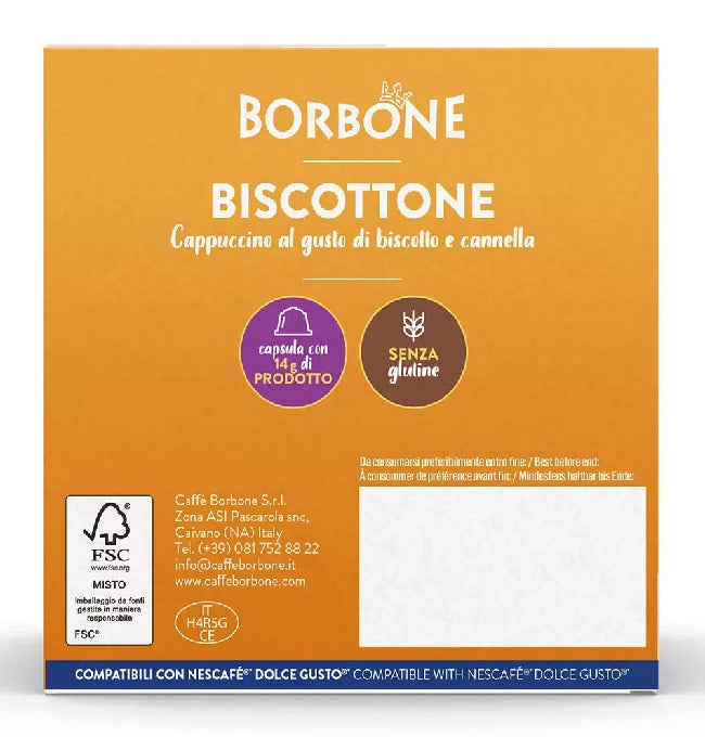 BISCOTTONE Caffè Borbone Biscotto e Cannella capsule compatibili Dolce Gusto