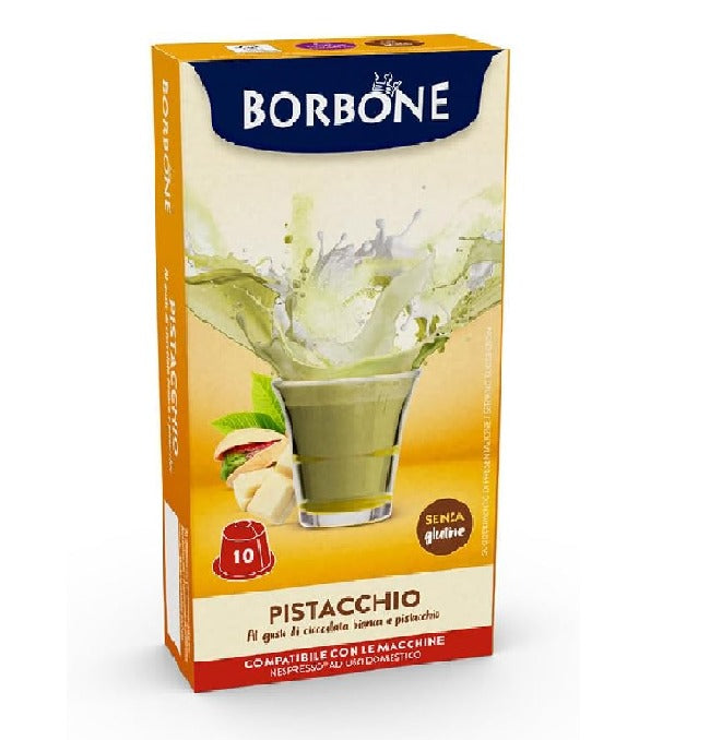 Caffè Borbone Capsules with White Chocolate and Pistachio Flavor Compatible with Nespresso