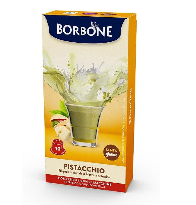 Caffè Borbone Capsules with White Chocolate and Pistachio Flavor Compatible with Nespresso