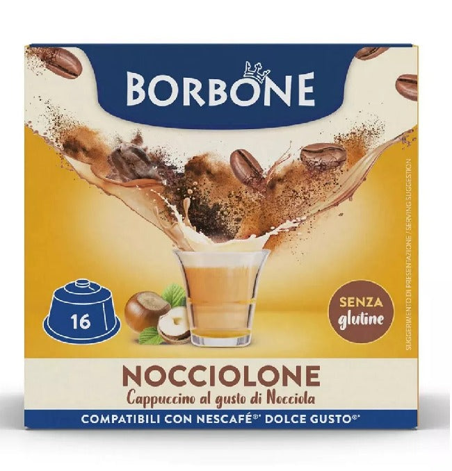 Borbone NOCCIOLONE Cappuccino Hazelnut Flavor Capsules Compatible with Dolce Gusto*