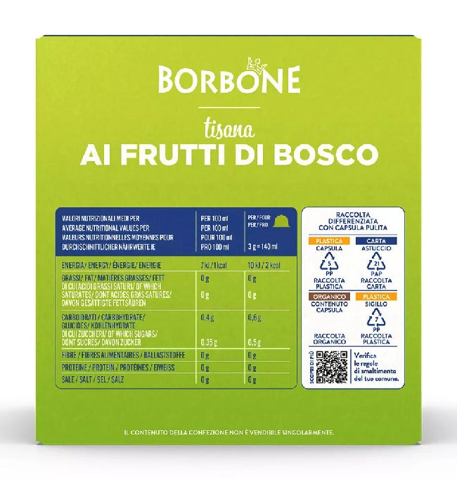 Caffè Borbone Tisana ai Frutti di Bosco Bevanda Solubile compatibile Dolce Gusto