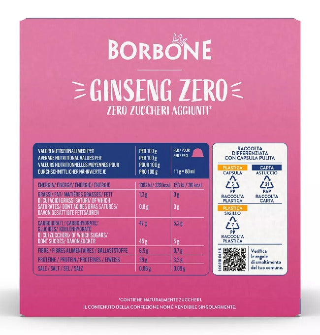 Ginseng Zero Capsules Caffè Borbone Soluble Drinks Compatible Dolce Gusto