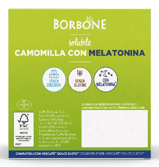 Chamomile with Melatonin Caffè Borbone Soluble Drink Compatible with Dolce Gusto