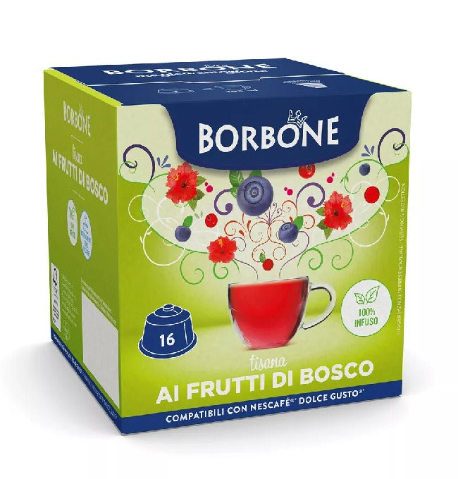 Caffè Borbone Tisana ai Frutti di Bosco Bevanda Solubile compatibile Dolce Gusto