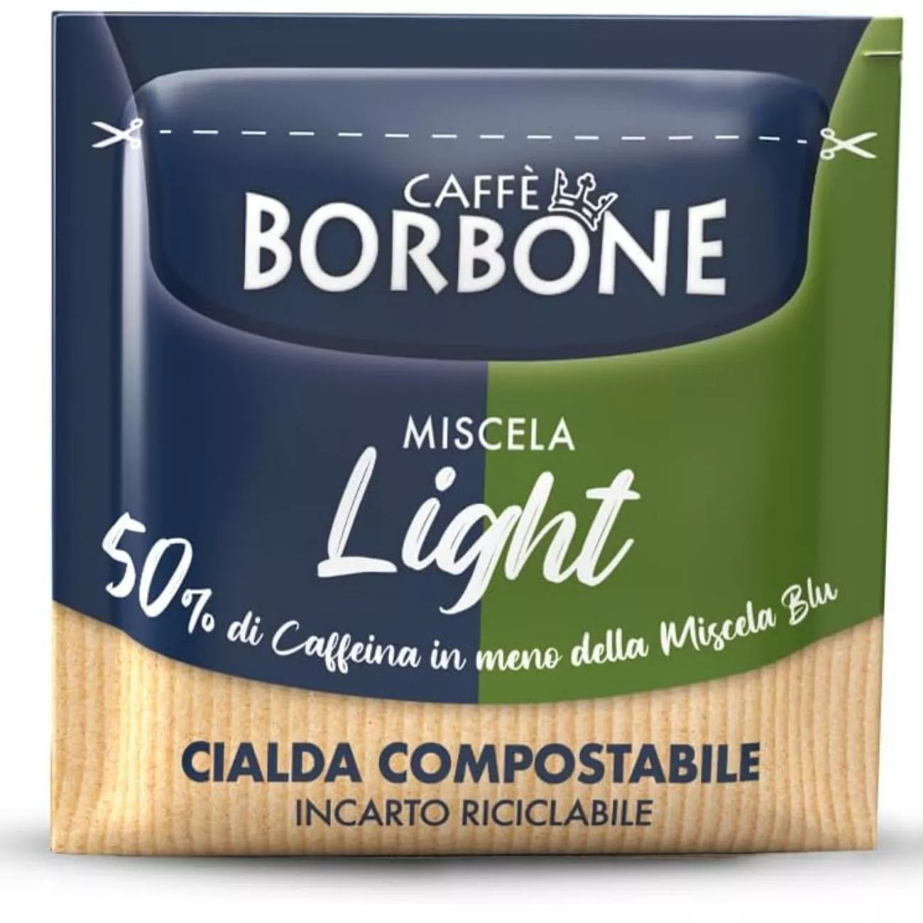 Caffè Borbone Cialde Compostabili Miscela LIGHT Meno Caffeina 50% Blu 50% Dek