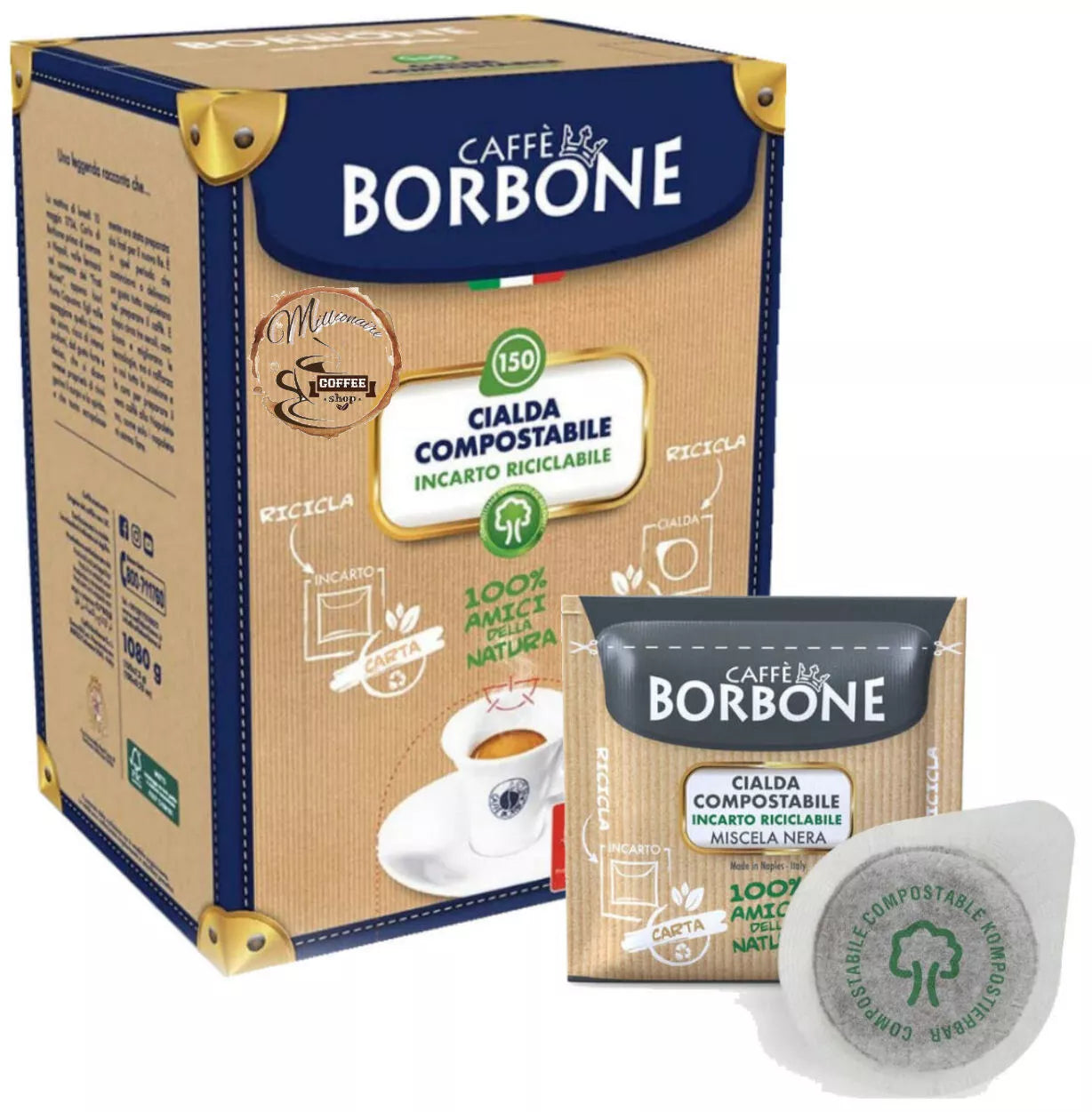 Caffè Borbone Black Blend Pods 100% Ecological Wrapping 44 MM ESE