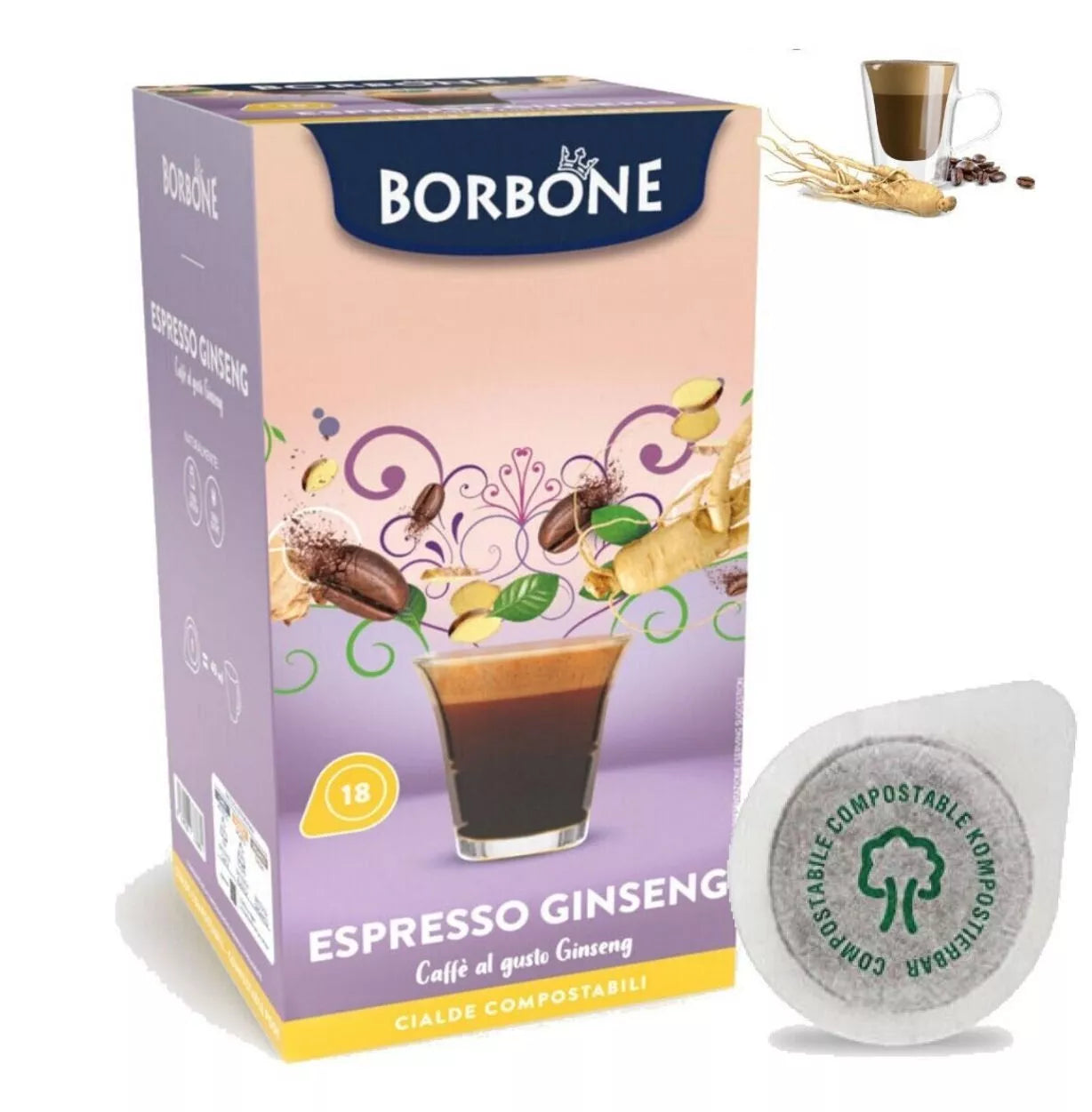 Borbone Coffee Pods Ginseng Coffee Drink Paper Filter 44 MM